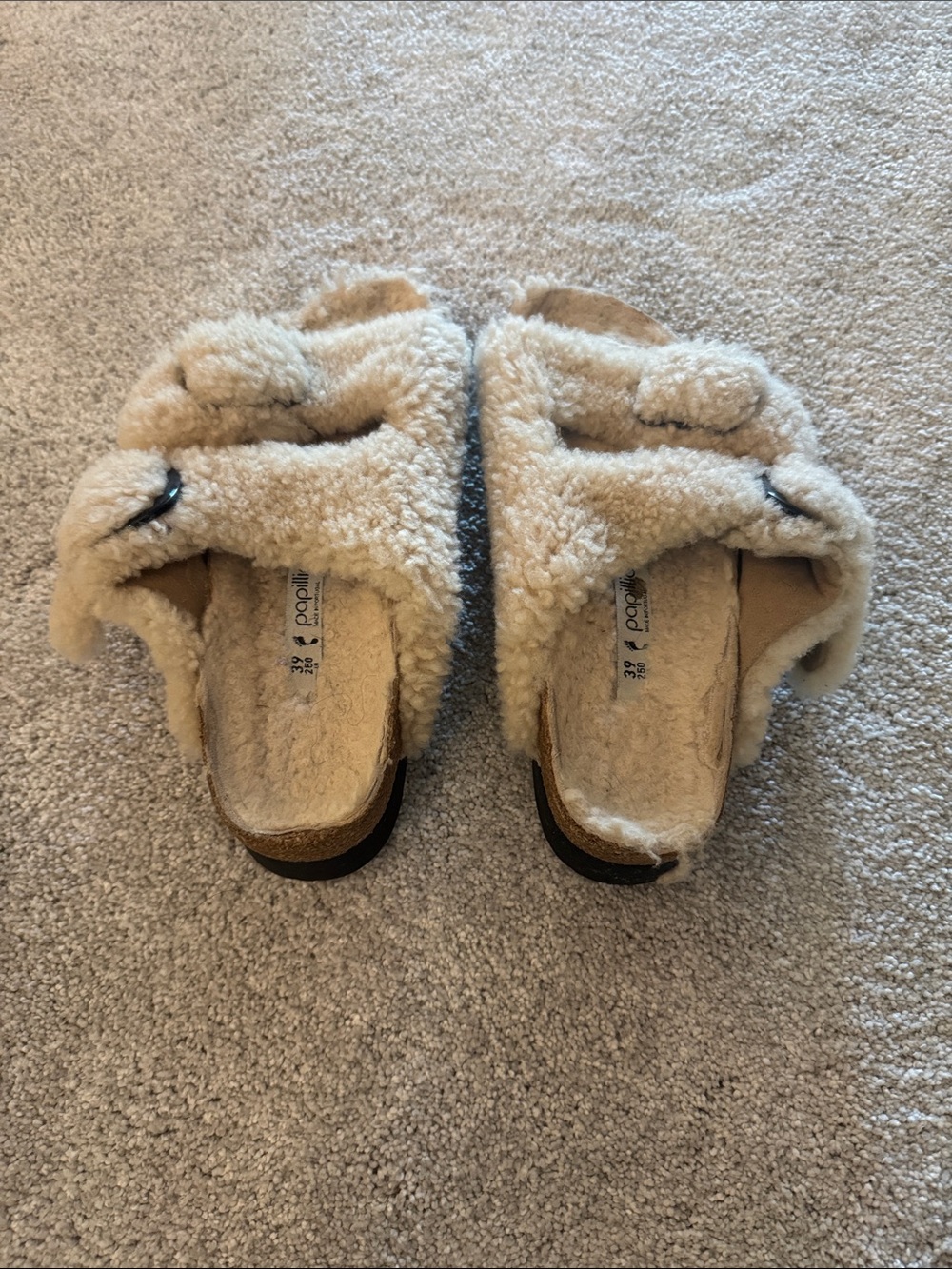 Birkenstock Shearling Lined Sandal in Cream